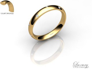 Men's Diamond Scatter 9ct. Yellow Gold 3mm. Court Wedding Ring-9YG10D-3CHG