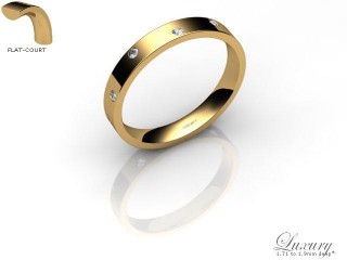 Women's Diamond Scatter 9ct. Yellow Gold 3mm. Flat-Court Wedding Ring-9YG10D-3FCHL
