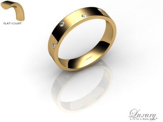Men's Diamond Scatter 9ct. Yellow Gold 4mm. Flat-Court Wedding Ring-9YG10D-4FCHG