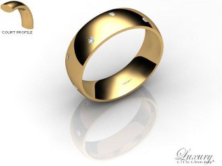 Men's Diamond Scatter 9ct. Yellow Gold 6mm. Court Wedding Ring-9YG10D-6CHG
