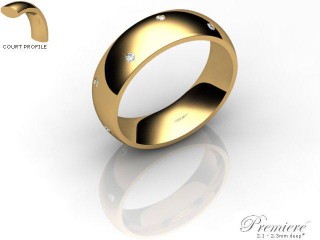 Men's Diamond Scatter 9ct. Yellow Gold 6mm. Court Wedding Ring-9YG10D-6CXG