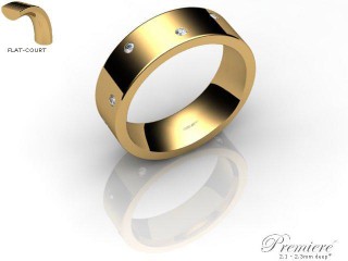 Men's Diamond Scatter 9ct. Yellow Gold 6mm. Flat-Court Wedding Ring-9YG10D-6FCXG