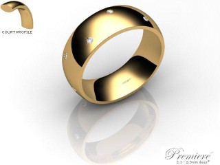 Men's Diamond Scatter 9ct. Yellow Gold 7mm. Court Wedding Ring-9YG10D-7CXG