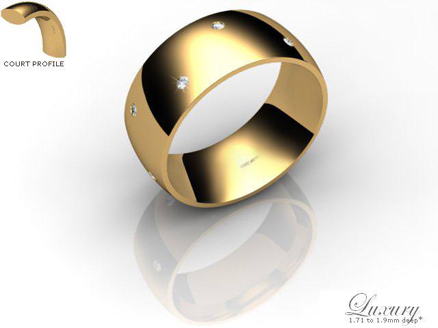 Men's Diamond Scatter 9ct. Yellow Gold 8mm. Court Wedding Ring