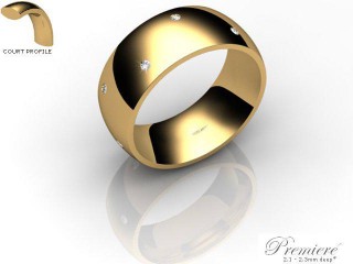 Men's Diamond Scatter 9ct. Yellow Gold 8mm. Court Wedding Ring-9YG10D-8CXG