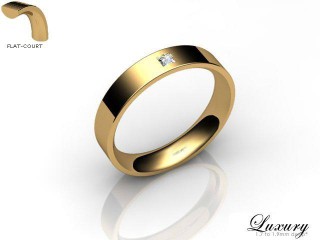 Women's Single Diamond 9ct. Yellow Gold 4mm. Flat-Court Wedding Ring-9YG1XPD-4FCHL