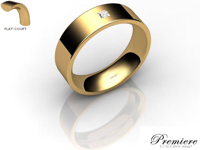 Men's Single Diamond 9ct. Yellow Gold 6mm. Flat-Court Wedding Ring