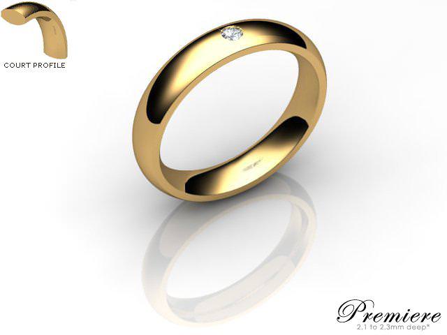 Women's Single Diamond 9ct. Yellow Gold 4mm. Court Wedding Ring