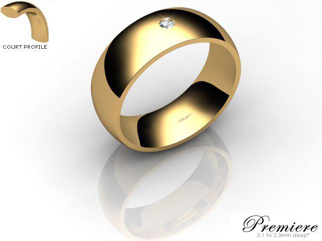 Men's Single Diamond 9ct. Yellow Gold 7mm. Court Wedding Ring