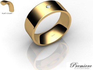 Men's Single Diamond 9ct. Yellow Gold 8mm. Flat-Court Wedding Ring-9YG1XRD-8FCXG