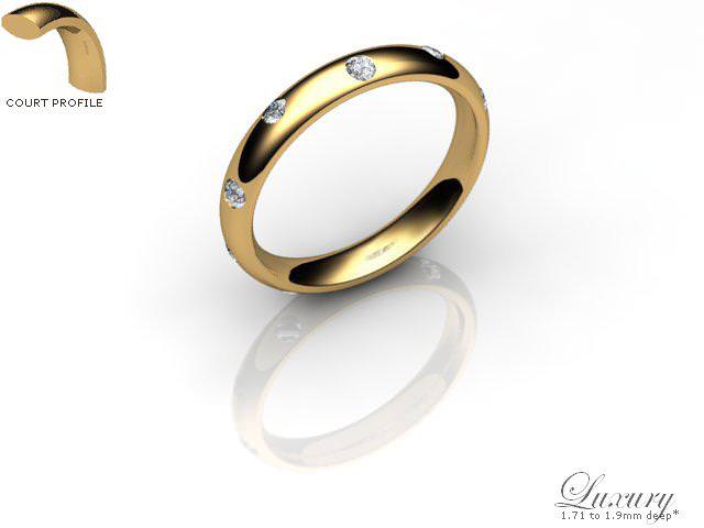 Women's Diamond Scatter 9ct. Yellow Gold 3mm. Court Wedding Ring