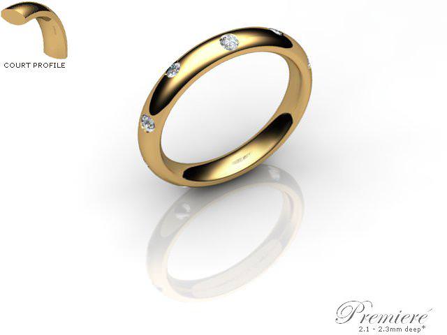 Men's Diamond Scatter 9ct. Yellow Gold 3mm. Court Wedding Ring