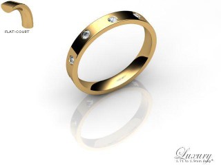 Women's Diamond Scatter 9ct. Yellow Gold 3mm. Flat-Court Wedding Ring-9YG25D-3FCHL