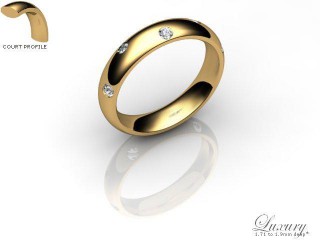 Men's Diamond Scatter 9ct. Yellow Gold 4mm. Court Wedding Ring-9YG25D-4CHG