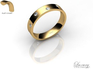Men's Diamond Scatter 9ct. Yellow Gold 4mm. Flat-Court Wedding Ring-9YG25D-4FCHG