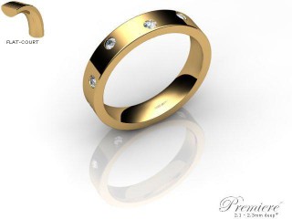 Men's Diamond Scatter 9ct. Yellow Gold 4mm. Flat-Court Wedding Ring-9YG25D-4FCXG