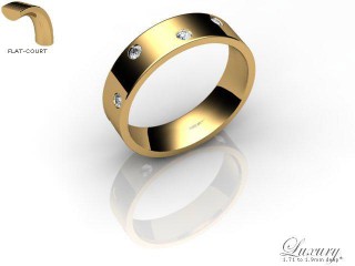 Men's Diamond Scatter 9ct. Yellow Gold 5mm. Flat-Court Wedding Ring-9YG25D-5FCHG