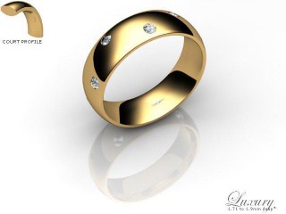 Men's Diamond Scatter 9ct. Yellow Gold 6mm. Court Wedding Ring-9YG25D-6CHG