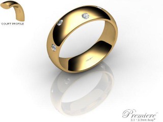 Men's Diamond Scatter 9ct. Yellow Gold 6mm. Court Wedding Ring-9YG25D-6CXG