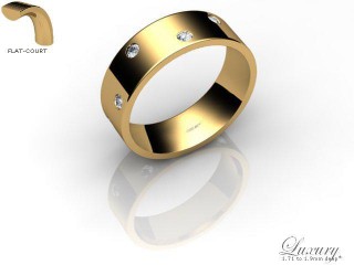 Men's Diamond Scatter 9ct. Yellow Gold 6mm. Flat-Court Wedding Ring-9YG25D-6FCHG