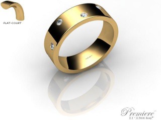 Men's Diamond Scatter 9ct. Yellow Gold 6mm. Flat-Court Wedding Ring-9YG25D-6FCXG