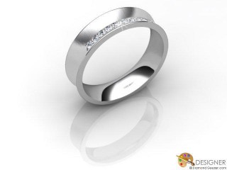 Women's Diamond Platinum Concave Wedding Ring-D10005-0103-010L