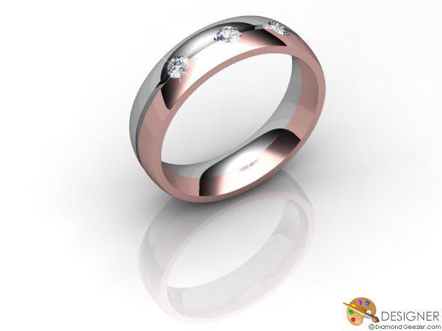 Men's Diamond 18ct. White and Rose Gold Court Wedding Ring