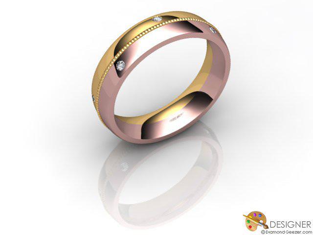 Men's Diamond 18ct. Rose and Yellow Gold Court Wedding Ring