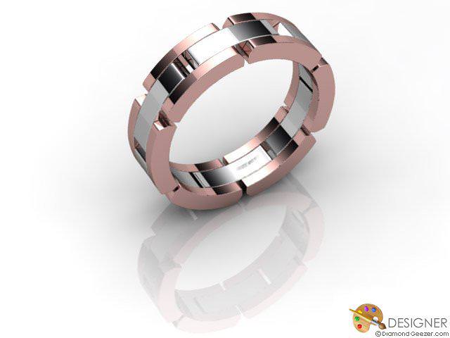 Men's Designer 18ct. White and Rose Gold Court Wedding Ring