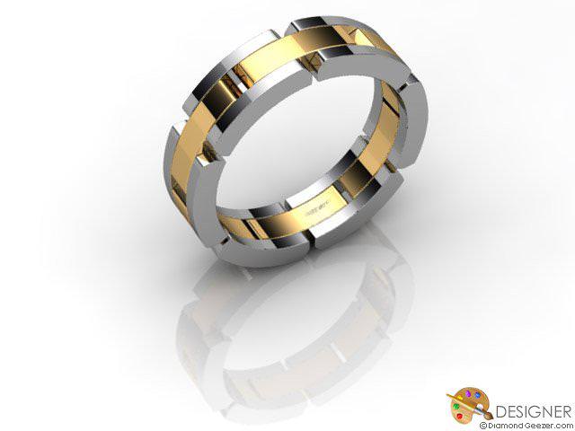 Men's Designer 18ct. Yellow and White Gold Court Wedding Ring