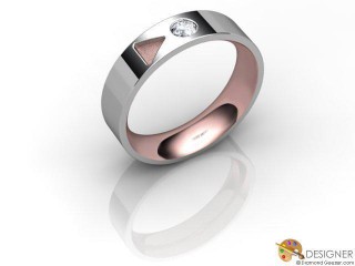 Men's Diamond 18ct. White and Rose Gold Court Wedding Ring-D10280-2401-001G