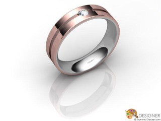 Men's Diamond 18ct. White and Rose Gold Court Wedding Ring-D10283-2401-001G