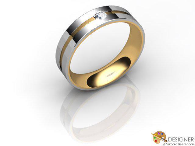 Women's Diamond 18ct. Yellow and White Gold Court Wedding Ring
