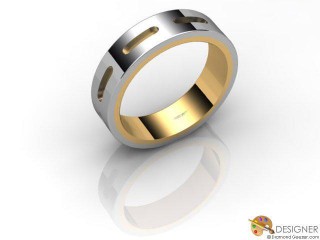 Men's Designer 18ct. Yellow and White Gold Court Wedding Ring-D10286-2801-000G
