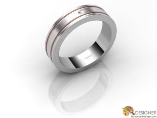 Men's Diamond 18ct. White and Rose Gold Court Wedding Ring-D10290-2403-001G