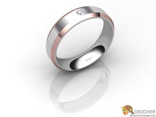 Men's Diamond 18ct. White and Rose Gold Court Wedding Ring-D10294-2403-001G