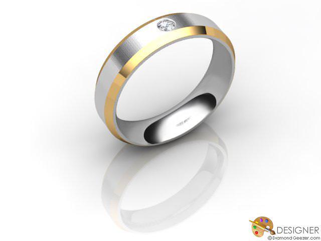 Men's Diamond 18ct. Yellow and White Gold Court Wedding Ring