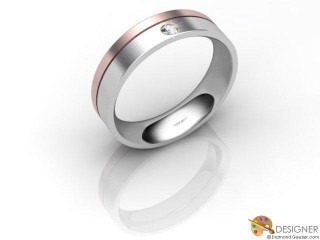 Men's Diamond 18ct. White and Rose Gold Court Wedding Ring-D10300-2403-001G
