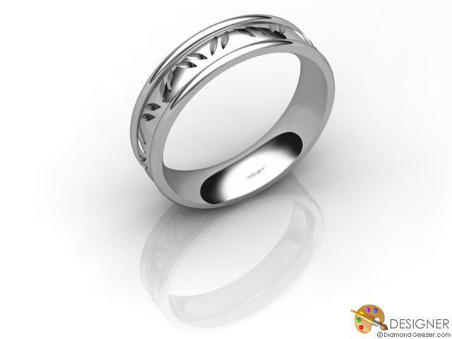 Men's Celtic Style 18ct. White Gold Court Wedding Ring