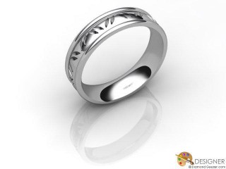 Women's Celtic Style 18ct. White Gold Court Wedding Ring-D10301-0501-000L