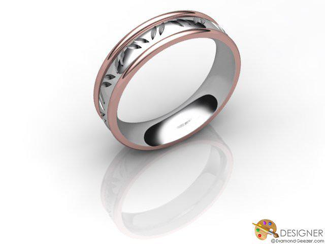 Men's Celtic Style 18ct. White and Rose Gold Court Wedding Ring