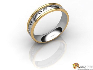Men's Celtic Style 18ct. Yellow and White Gold Court Wedding Ring-D10301-2801-000G