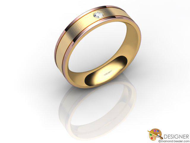 Men's Diamond 18ct. Rose and Yellow Gold Flat-Court Wedding Ring