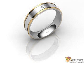 Men's Diamond 18ct. Yellow and White Gold Flat-Court Wedding Ring-D10304-2803-001G