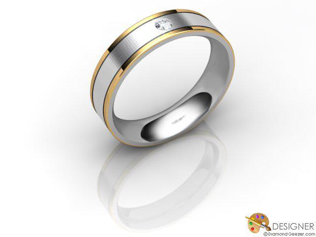 Women's Diamond 18ct. Yellow and White Gold Flat-Court Wedding Ring