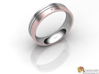 Men's Diamond 18ct. White and Rose Gold Court Wedding Ring-D10309-2403-001G