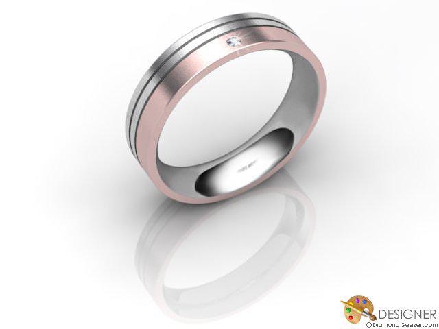 Women's Diamond 18ct. White and Rose Gold Court Wedding Ring