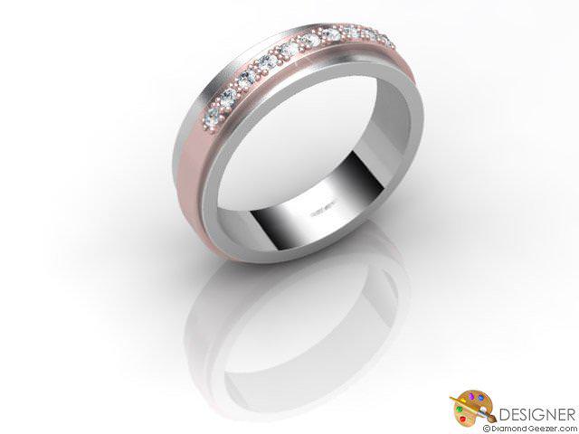 Women's Diamond 18ct. White and Rose Gold Court Wedding Ring