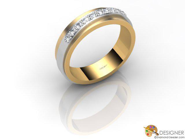 Women's Diamond 18ct. Yellow and White Gold Court Wedding Ring