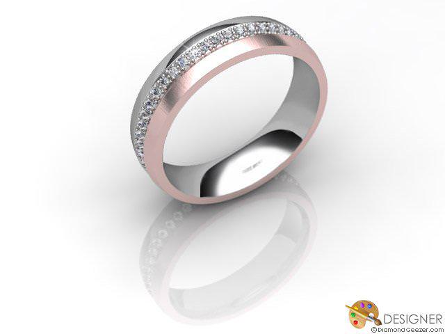 Men's Diamond 18ct. White and Rose Gold Court Wedding Ring